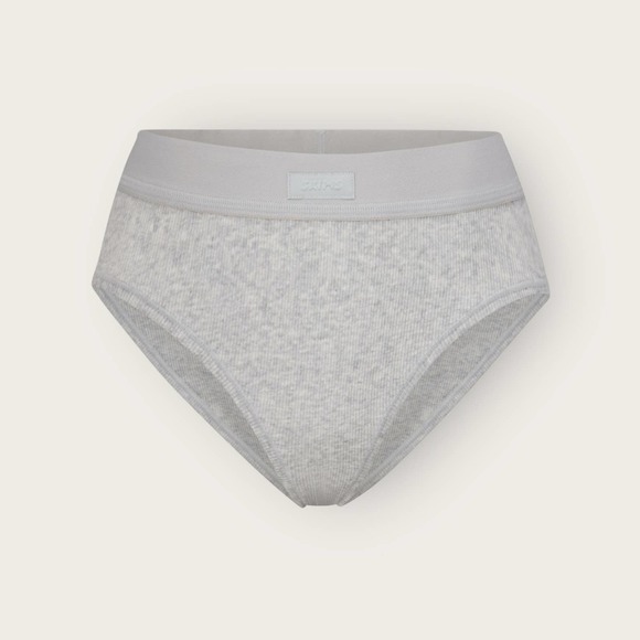 SKIMS Other - SKIMS Cotton Rib Brief | Large | Light Heather Grey High Cut Ribbed Sexy Lounge